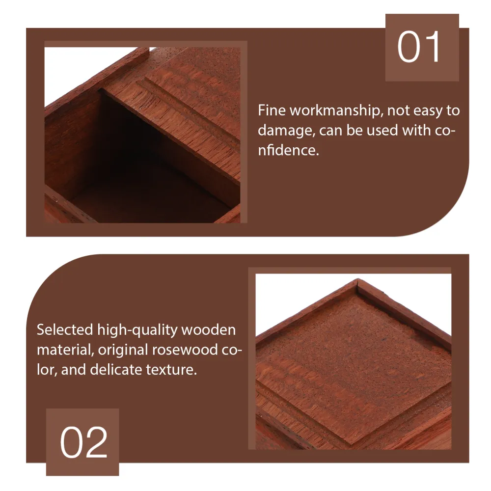 1Pc Incense Box Square Hollow Rosewood Practical Incense Burner (Dark Red)