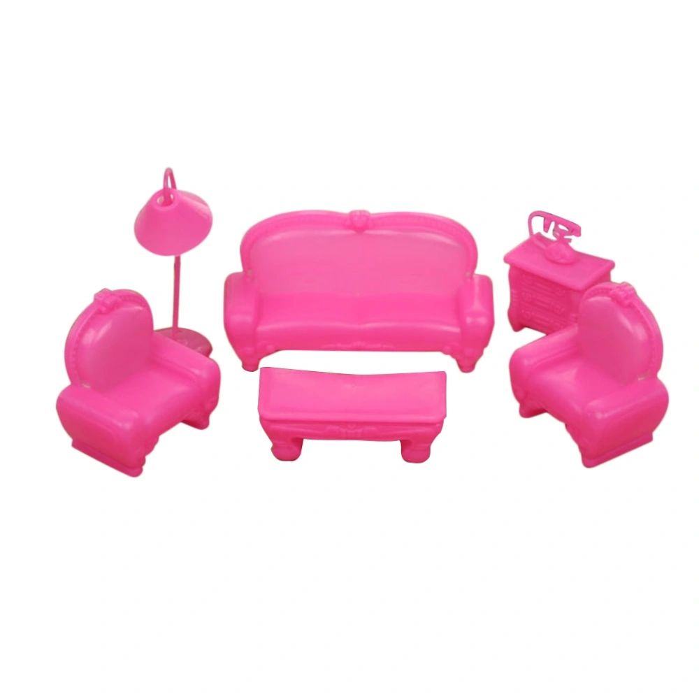 Doll Accessories Plastic Sofa Lamps Table TV Cabinet Bedroom Furniture Accessories for Kids Girl Birthday Gift Toy(Sofa set of 7)