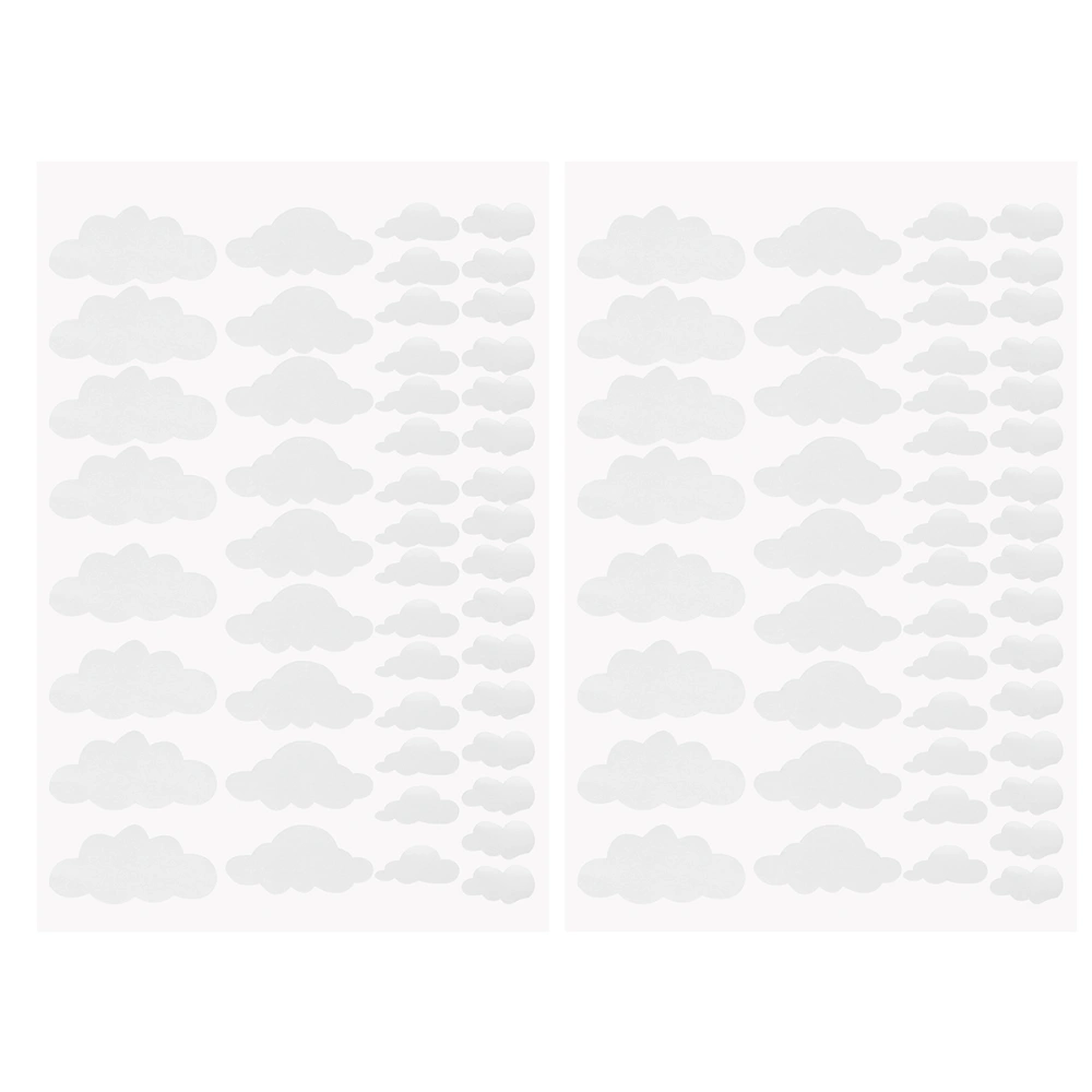 96pcs White Cloud Design Wall Sticker Assorted Cloud Sticker Self-adhesive Wall Decal PVC Mural Background Accessories for Kindergarten Home Kids Bedroom Decor(Assorted Size)