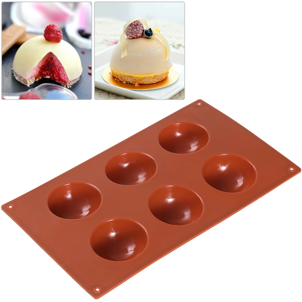 BESTOMZ 6-Cavity Half Circle Silicone Mold for DIY Chocolate Desserts Ice Cream Bombes Cakes Soap Resin Items Making