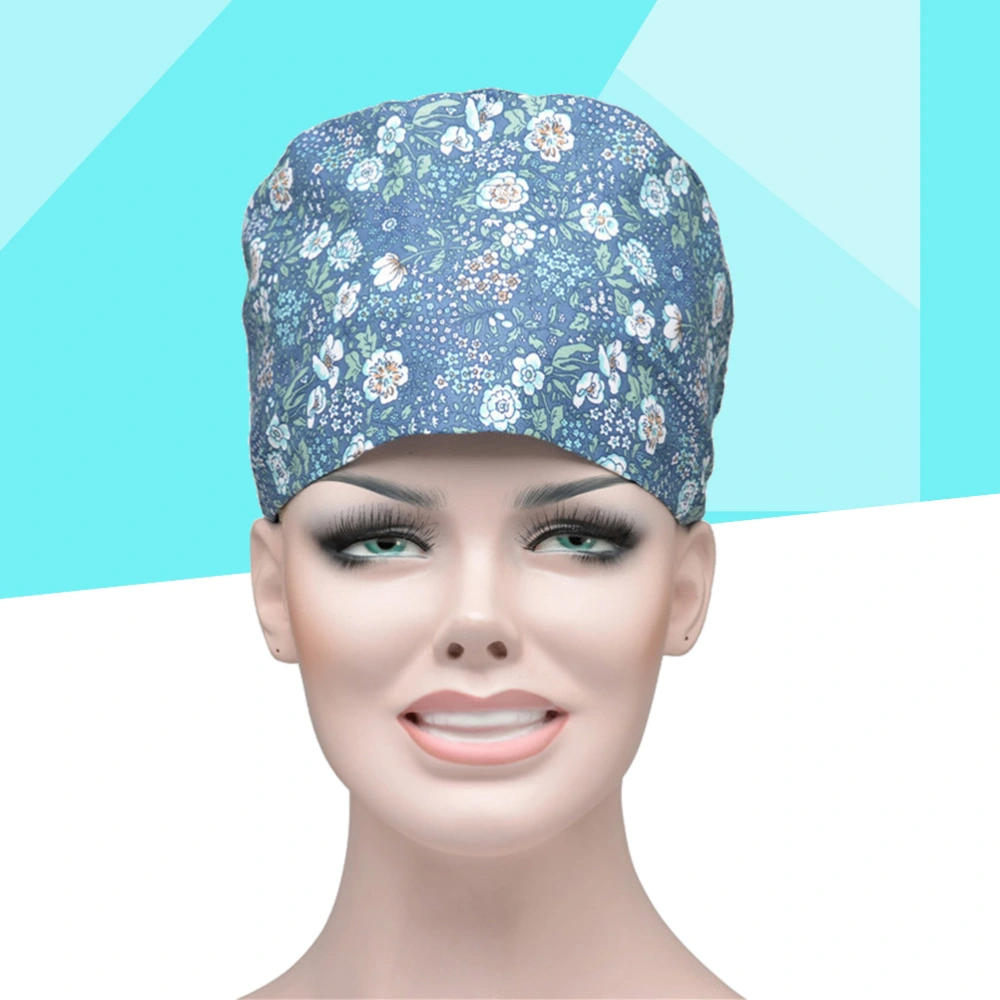 Floral Printed Strappy Hat Adjustable Dustproof Reusable Cotton Working