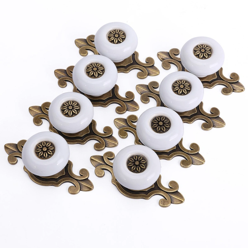 2pcs Vintage Retro Style Cabinet Cupboard Drawer Door Knobs Metal Pull Handles (White+Bronze)