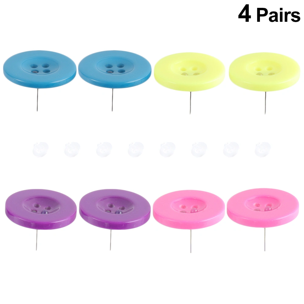 4 Pairs of Button Earrings Colorful Press Stud Earring Garment Button Earbob Coat Button Earring (14,15,16,17. Assorted Color)