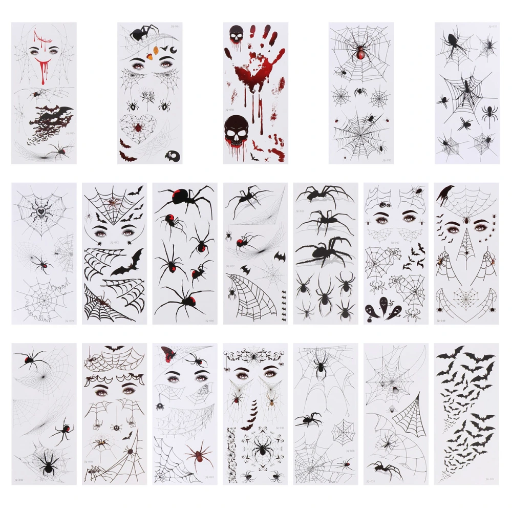 19pcs Halloween Party Carnival Spider Web Waterproof Tattooing Stickers