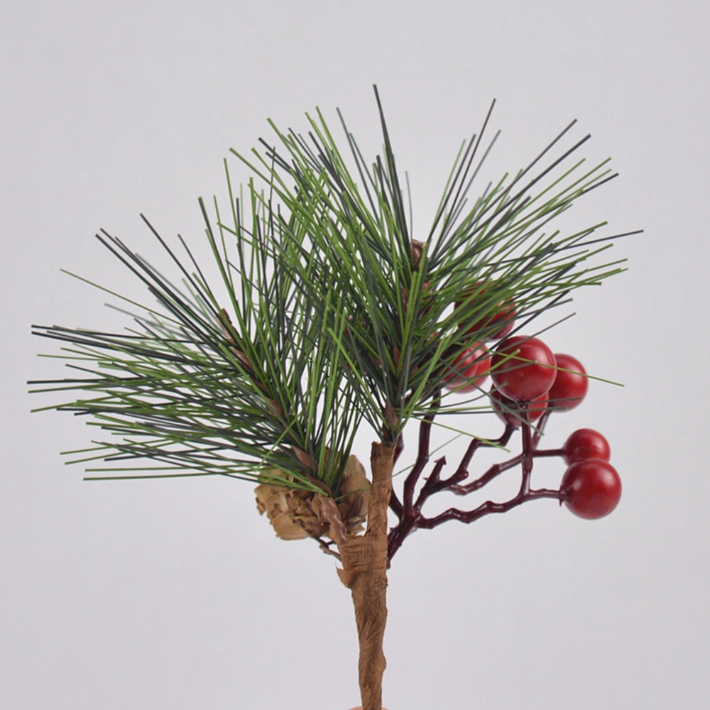 6 Pcs 15CM Creative Pine Plant Adornment Berry Branches Christmas Pine Cone Stick Pine Pick Stems Plant for DIY Home Shop