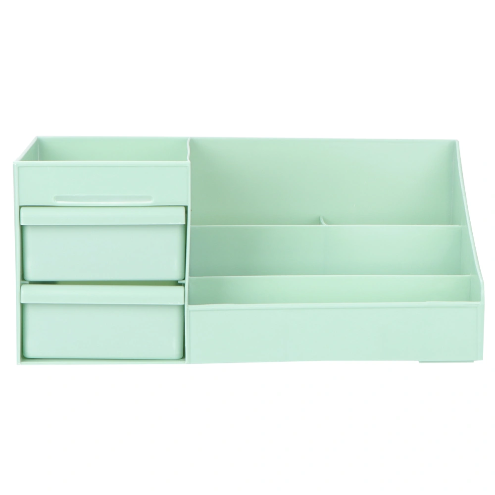 1Pc Desktop Organizer Storage Case Make-up Organizer with 2 Drawer for Bedroom Vanity Table Dormitory (Green)