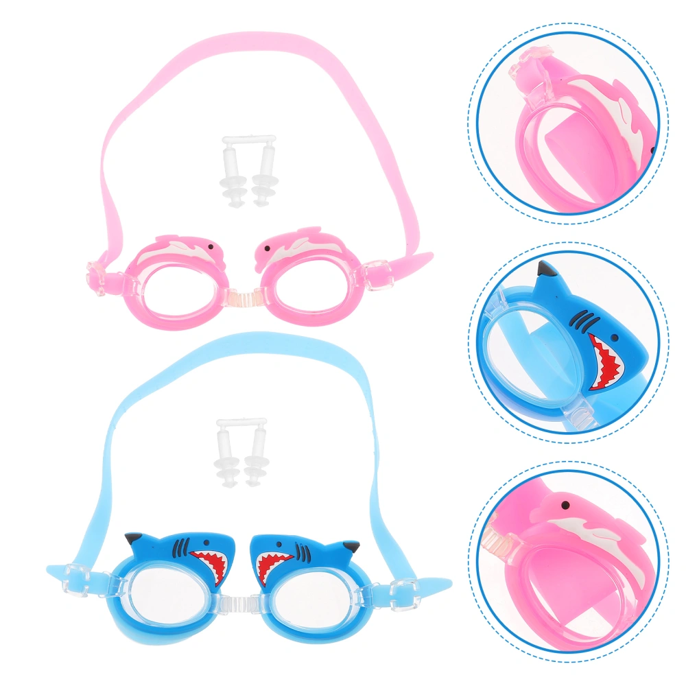 2pcs Cartoon Swimming Goggles Practical Anti-fog Swim Goggles for Kids Toddler