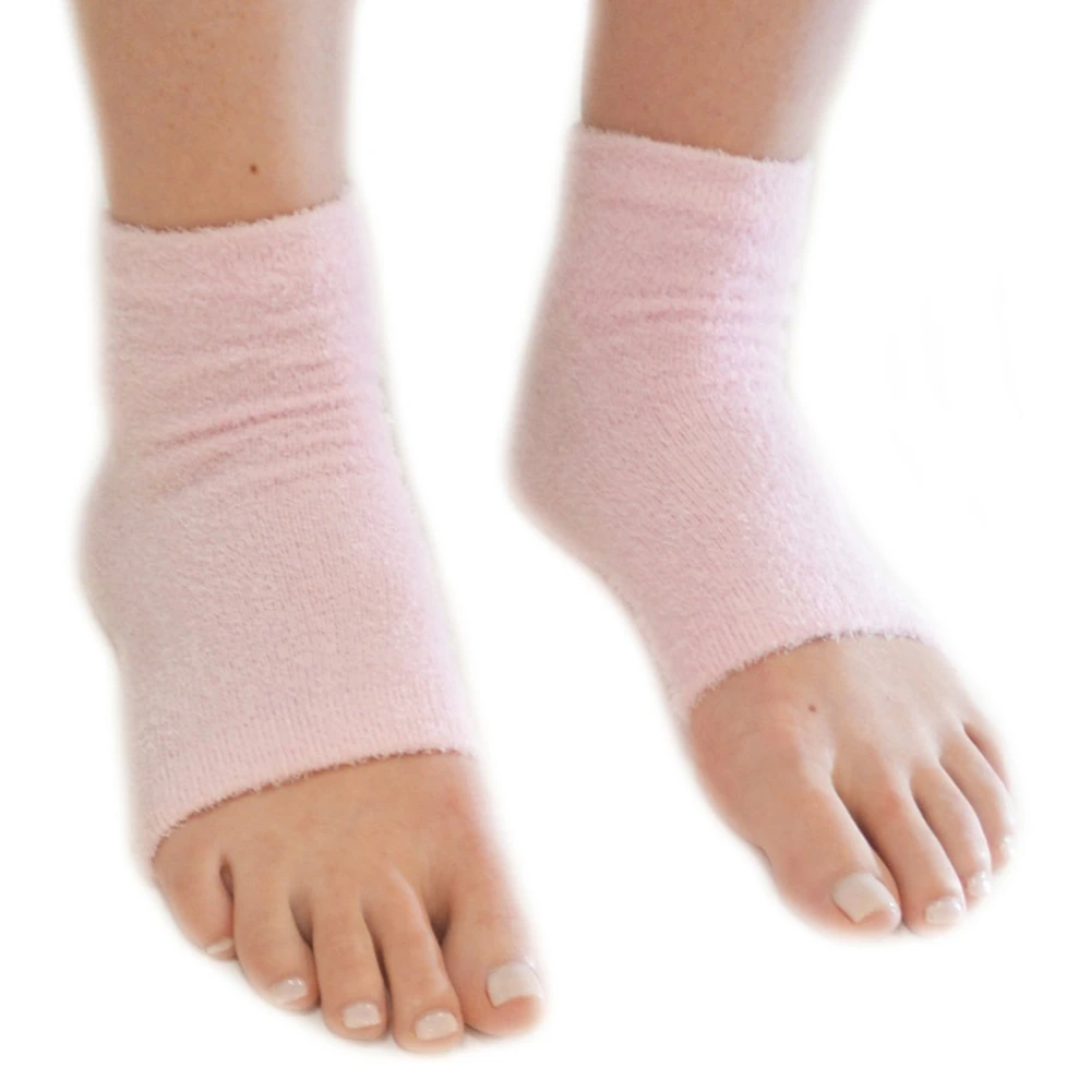 Spa Vented Moisturising Gel Heel Socks for Dry Hard Cracked Skin Moisturizing Open Toe Comfy Recovery Socks (Pink)