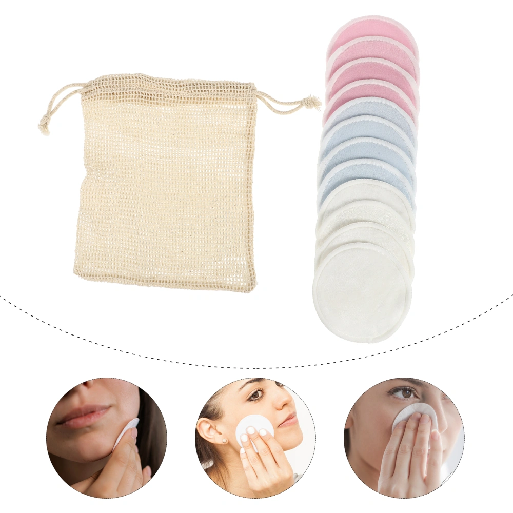 13pcs in 1 Set Reusable Makeup Remover Pads Double Layer Bamboo Fiber Pads