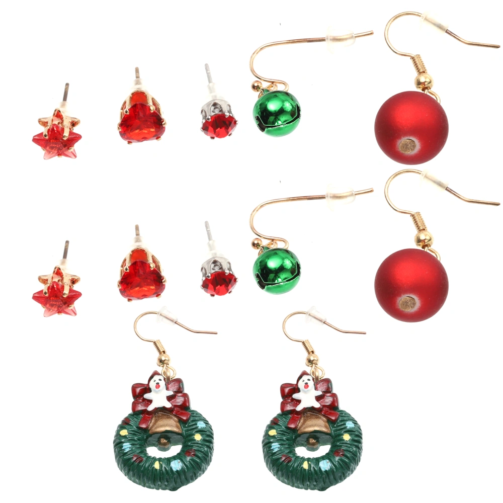 6 Pairs Christmas Design Earrings Festive Costume Earrings Fashionable Earrings