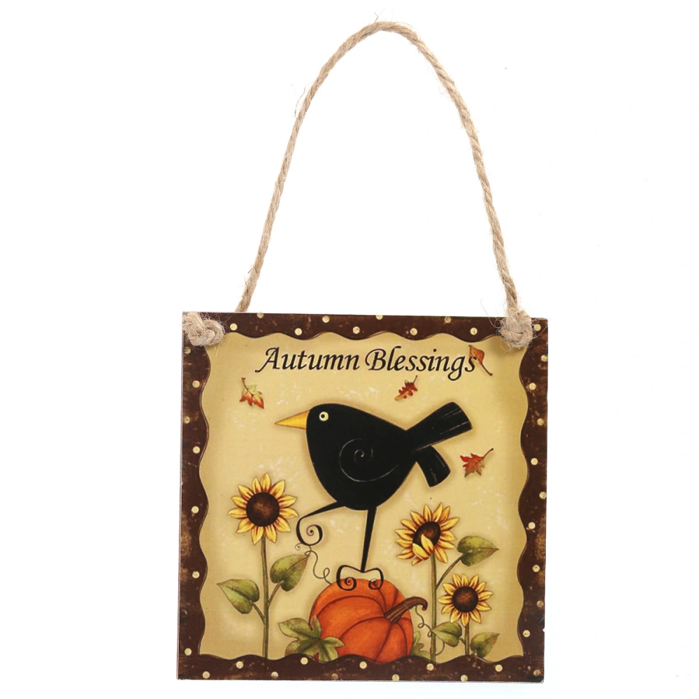 Thanksgiving Wooden Hanging Plaque Sign Thanksgiving Door Hanger Wall Decorations (Autumn Blessings)