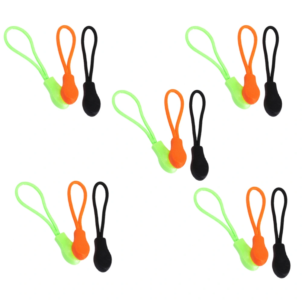 15Pcs Plastic Zipper Puller Clothing Zipper Head Suitcase Digging Rope Cord Pull