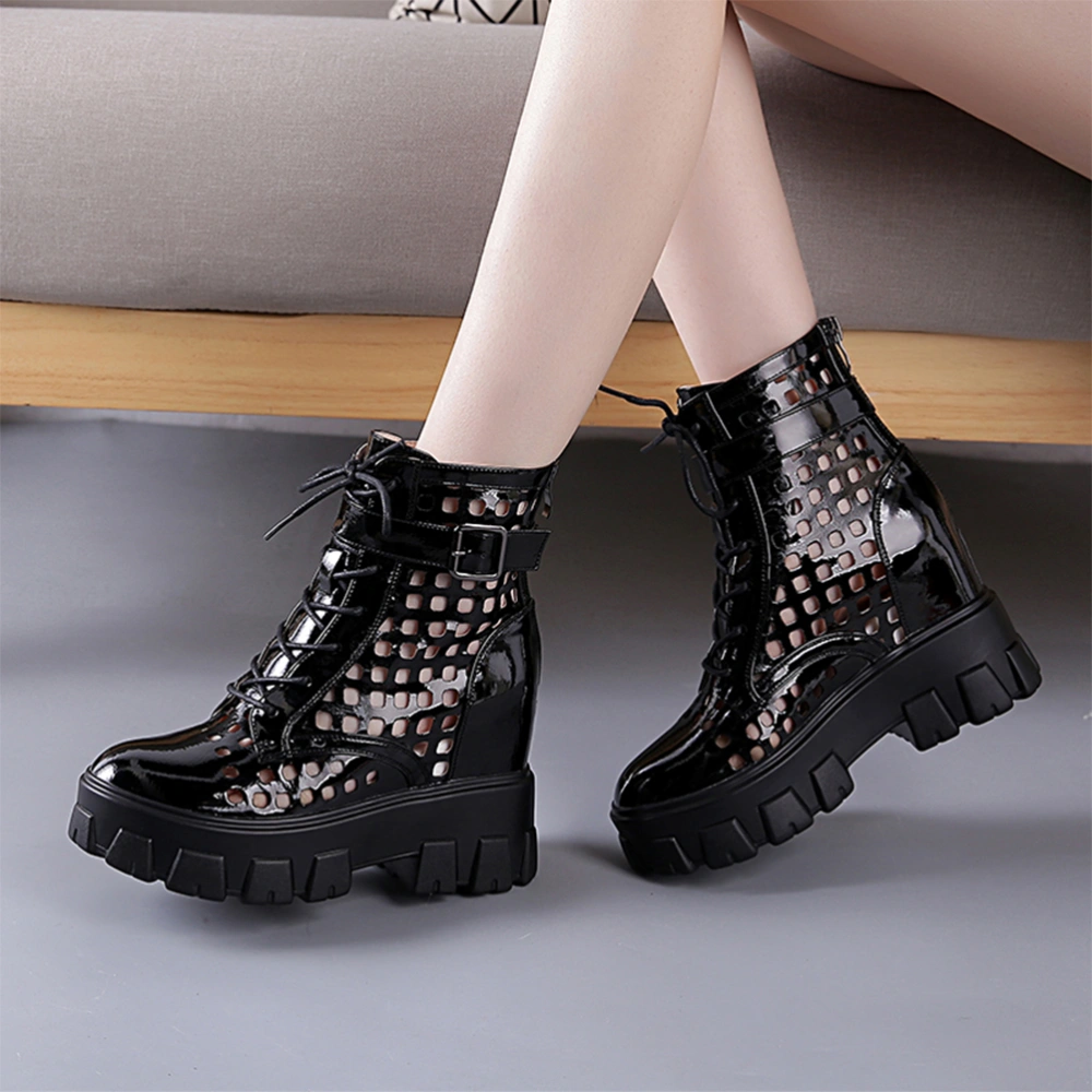 1 Pair of Women Hollow Out Boots Thick Soled Breathable Cool Boots Summer Cool Durable Sandal Black Size 37 23.5CM 6.5US 4UK 37.5EU 9.2355Inch