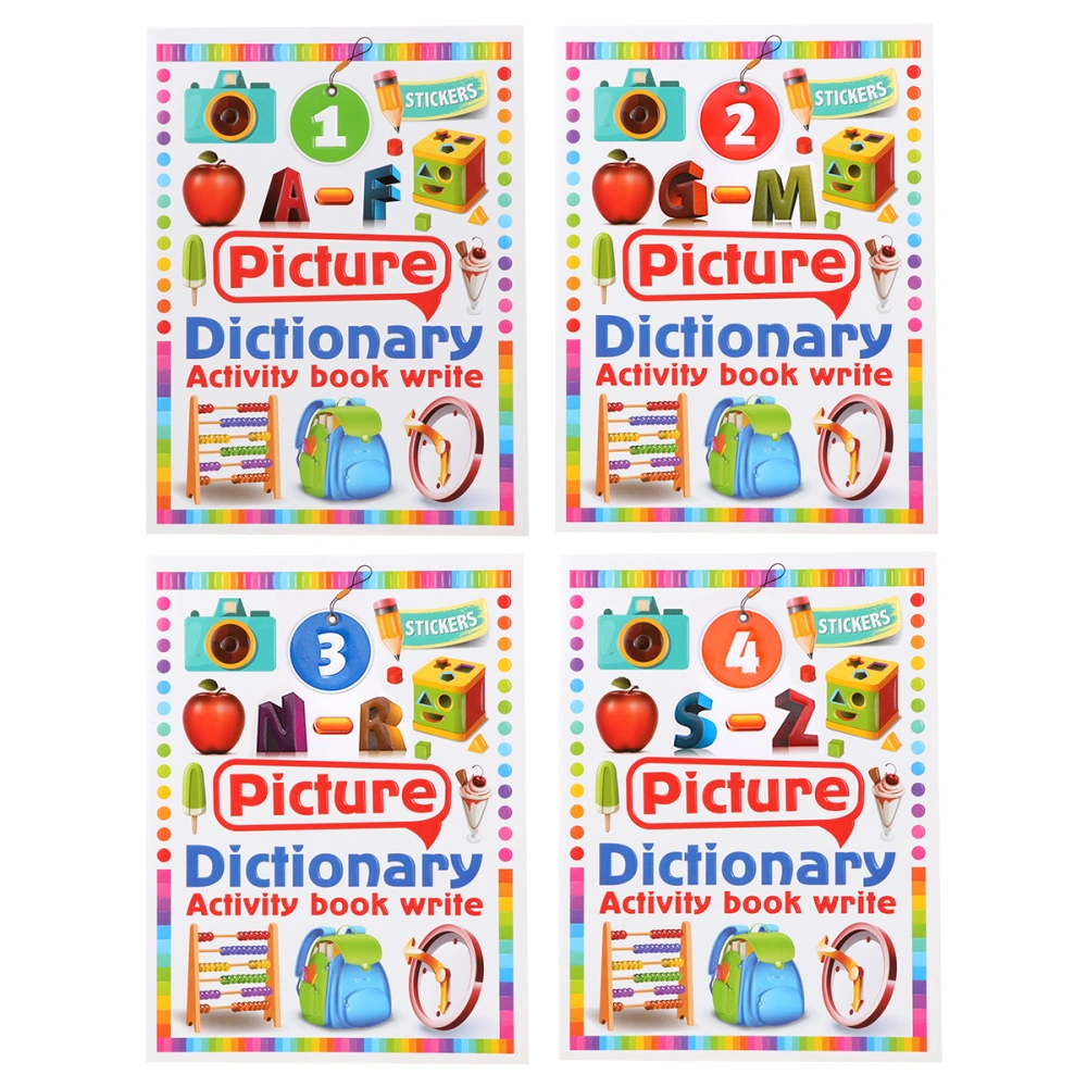 1 Set/4pcs Picture Dictionary English Letter and Words Early Educational Book