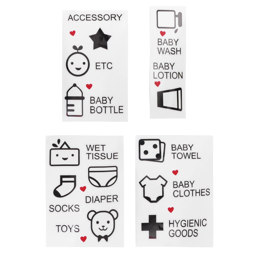 1 Sheet Baby Doll Classification Labels Stickers Stationary Playthings Sorting Stickers Detachable Decals Reminder (Baby Products, Black)