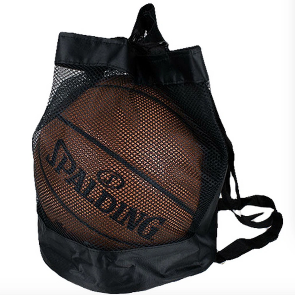 2 Pcs Sports Ball Bag Shoulder Strap Soccer Basketball Mesh Net Pouch Thicken Drawstring Waterproof Storage Backpack (Blue, Black Style)