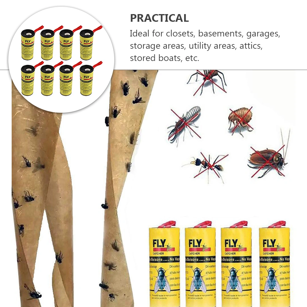 16 Rolls Fly Sticky Paper Catcher Flies Sticky Trap Bugs Pest Control Tool