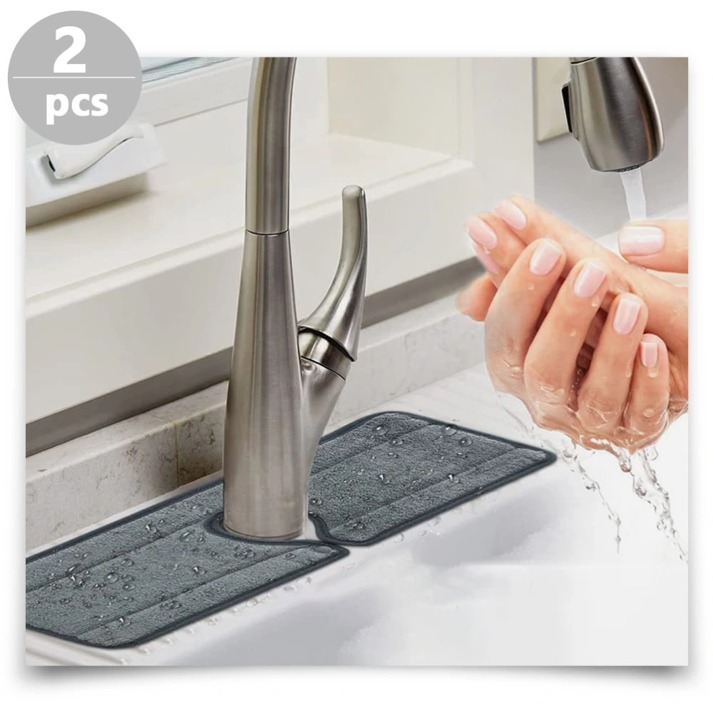 2 Pcs Kitchen Faucet Absorbent Mat Sink Anti-splash Guard Water Basin Splash-proof Pad