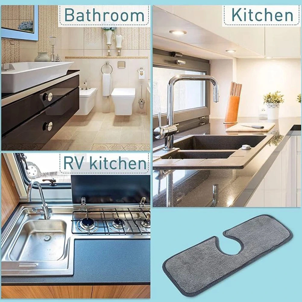 2 Pcs Kitchen Faucet Absorbent Mat Sink Anti-splash Guard Water Basin Splash-proof Pad