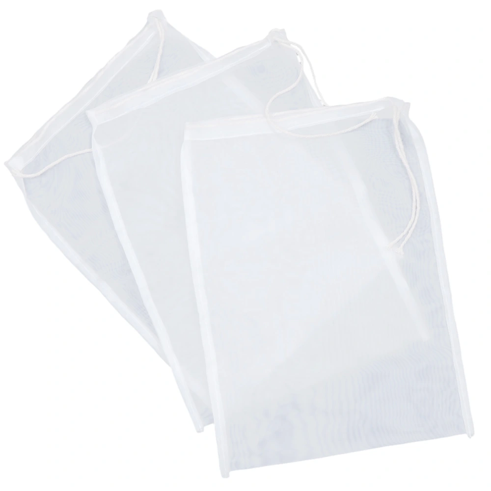 3pcs Nylon Gauze Filter Bags Reusable Mesh Strainer Bag for Soy Milk Juice Yogurt (80 Mesh, 20x30cm)