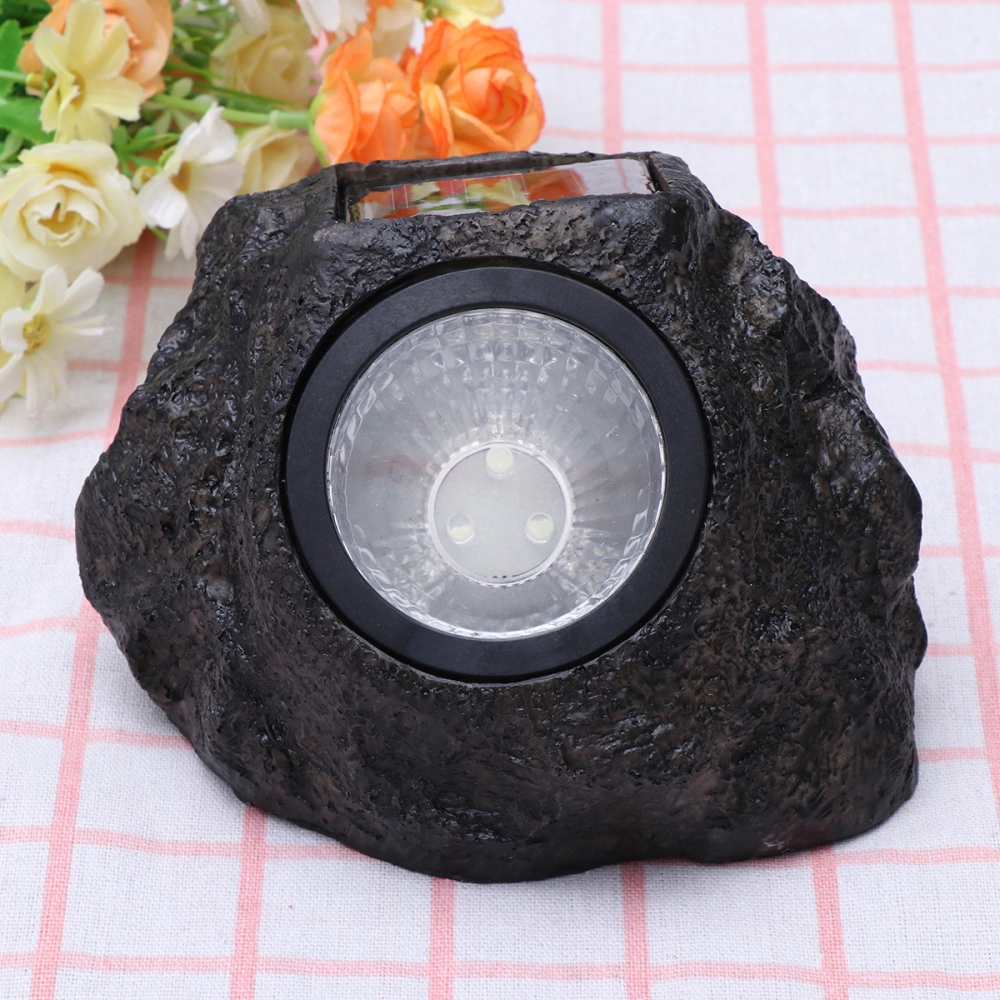 2pcs Solar Simulation Stone Lamp Waterproof Solar Power Pathway Lamp Yard Driveway Landscape Light for Outside Outdoor (Black)