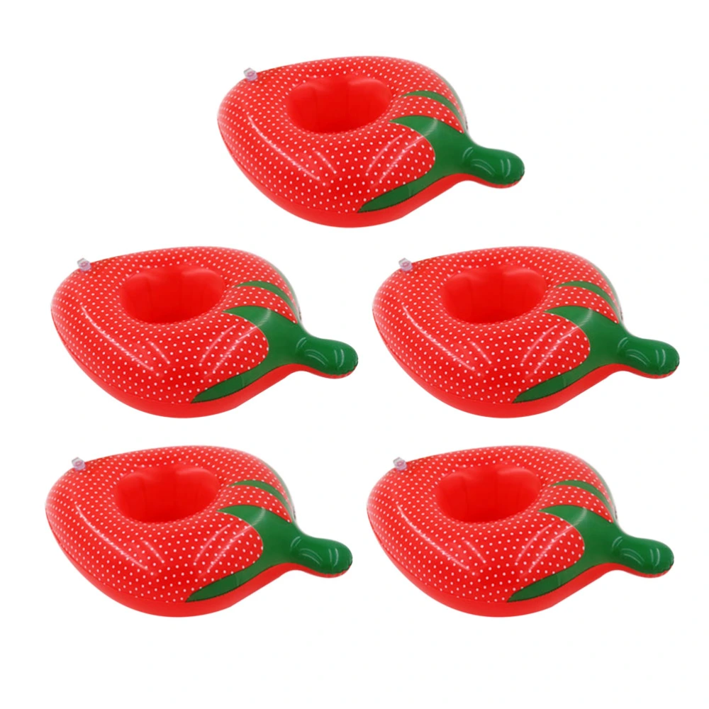 5PCS Water Beer Holders PVC Inflatable Strawberry Shape Cup Float Mats Beer Trays for Water Party Pool Beach