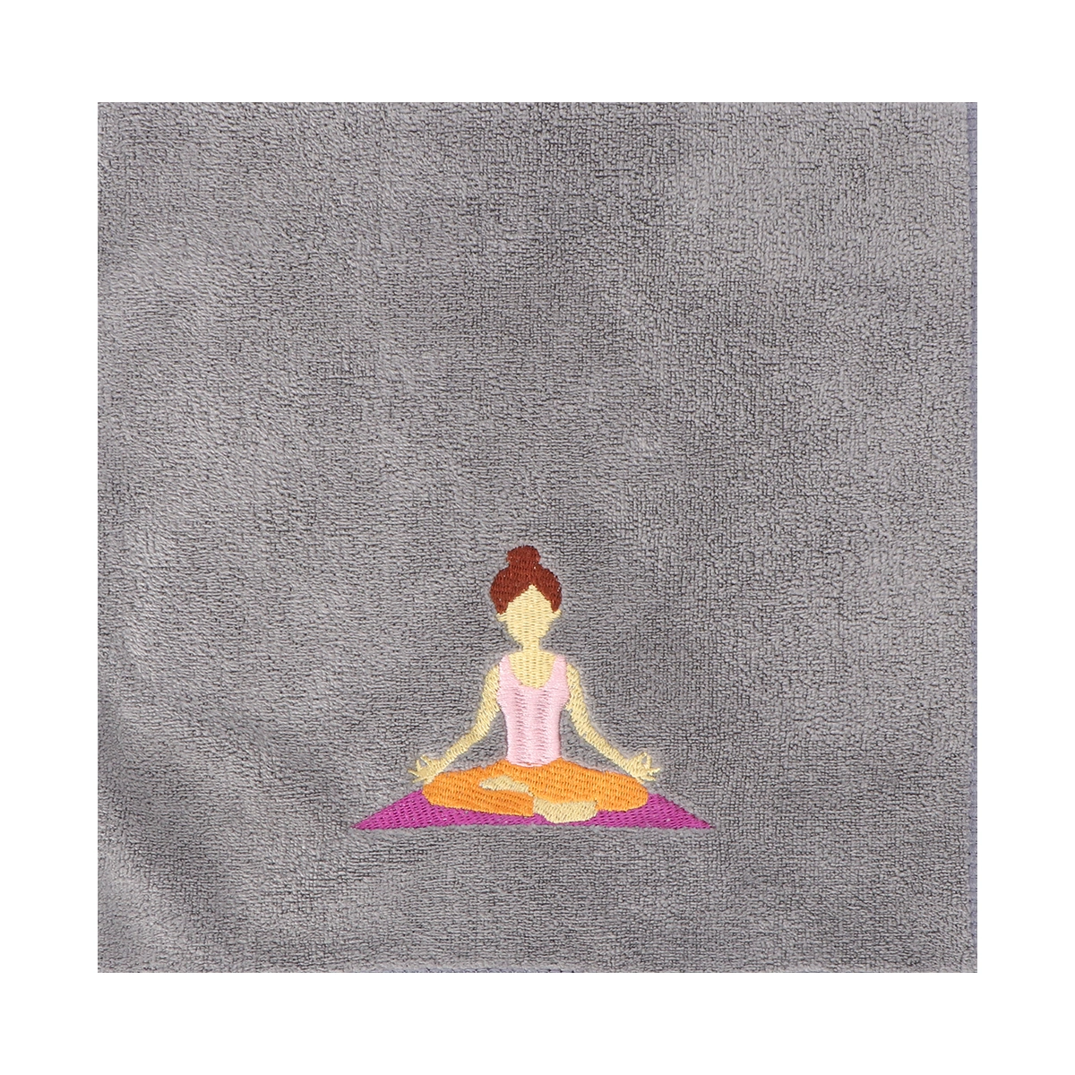 Towels with Embroidered Yoga Patterns Cotton Towels for Gym Yoga Bike-riding Running Sports - Gray (25x110cm)