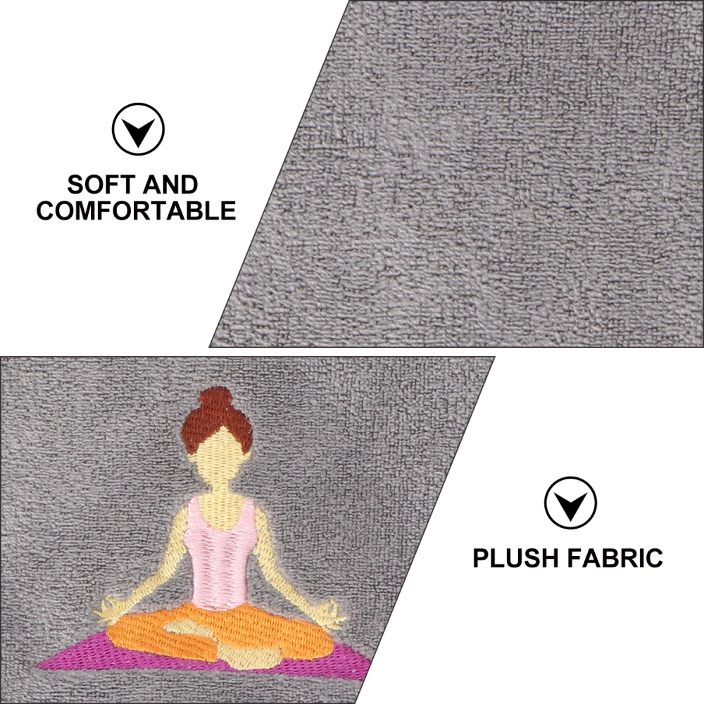 Towels with Embroidered Yoga Patterns Cotton Towels for Gym Yoga Bike-riding Running Sports - Gray (25x110cm)