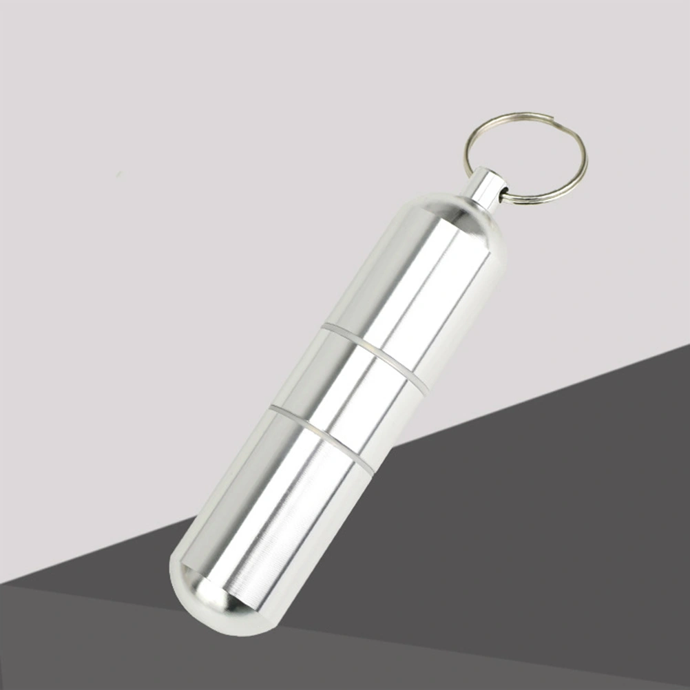 Aluminum Alloy Pill Container Waterproof Gadget Holder Portable Medicine Pill Container Pill Case Organizer Storage Box(Silver)