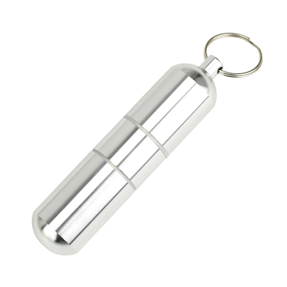 Aluminum Alloy Pill Container Waterproof Gadget Holder Portable Medicine Pill Container Pill Case Organizer Storage Box(Silver)