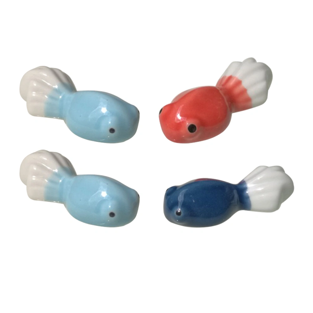 4pcs Ceramics Household Chopsticks Rack Holder Chopstick Rest Fish Shape (Random Color)