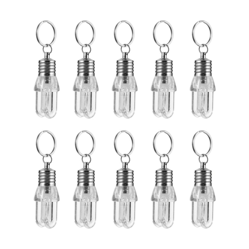 10Pcs Portable Mini LED Keychain Colorful Bulb Design Key Chain (U type)