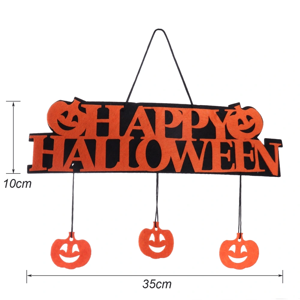 Halloween Hanging Tag with Happy Halloween Sign and Pumpkin Decoration Props for Window Home Fireplace (Orange)