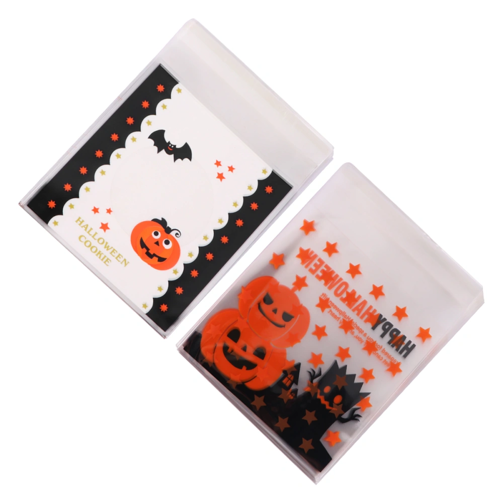 1 Set 200 Pcs Halloween Baking Packaging Bags Self-adhesive Bags Candy Bags