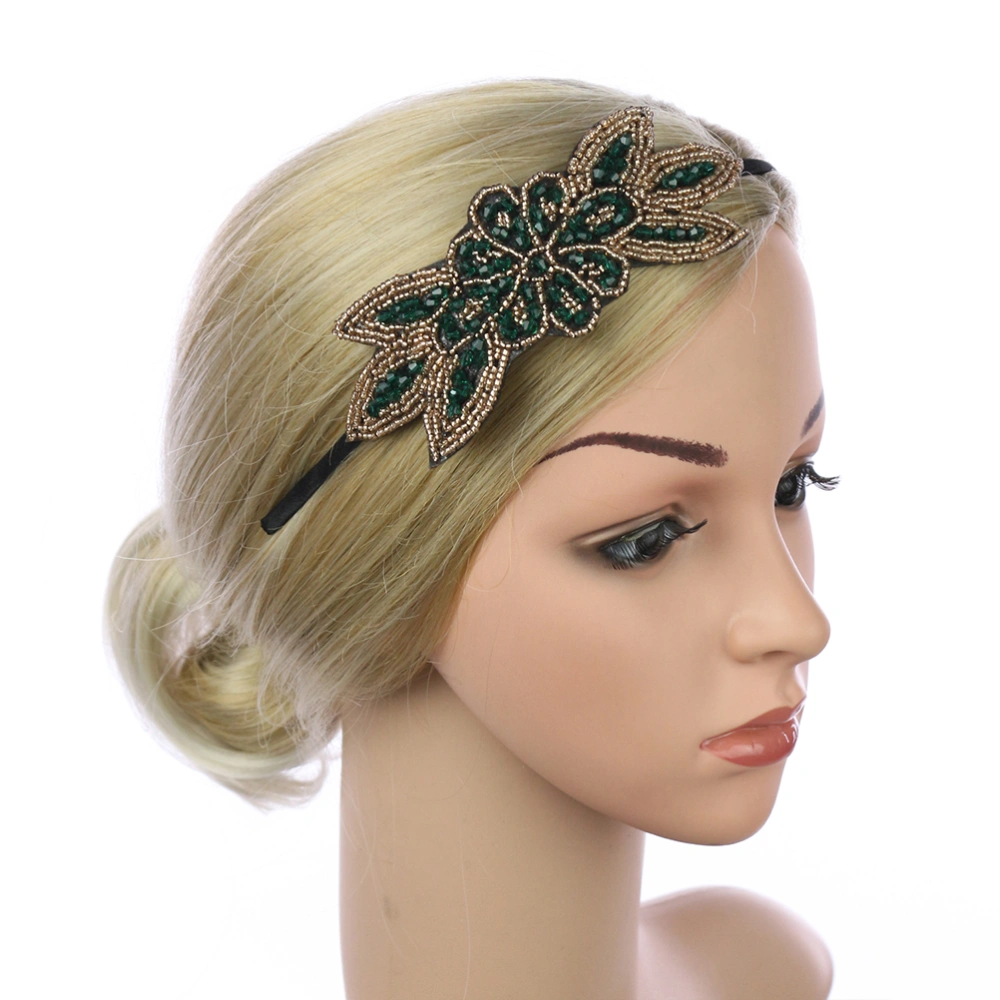 Vintage Beads Headdress Wedding Bride Hair Performance Hair Accessory Creative Hair (Green)