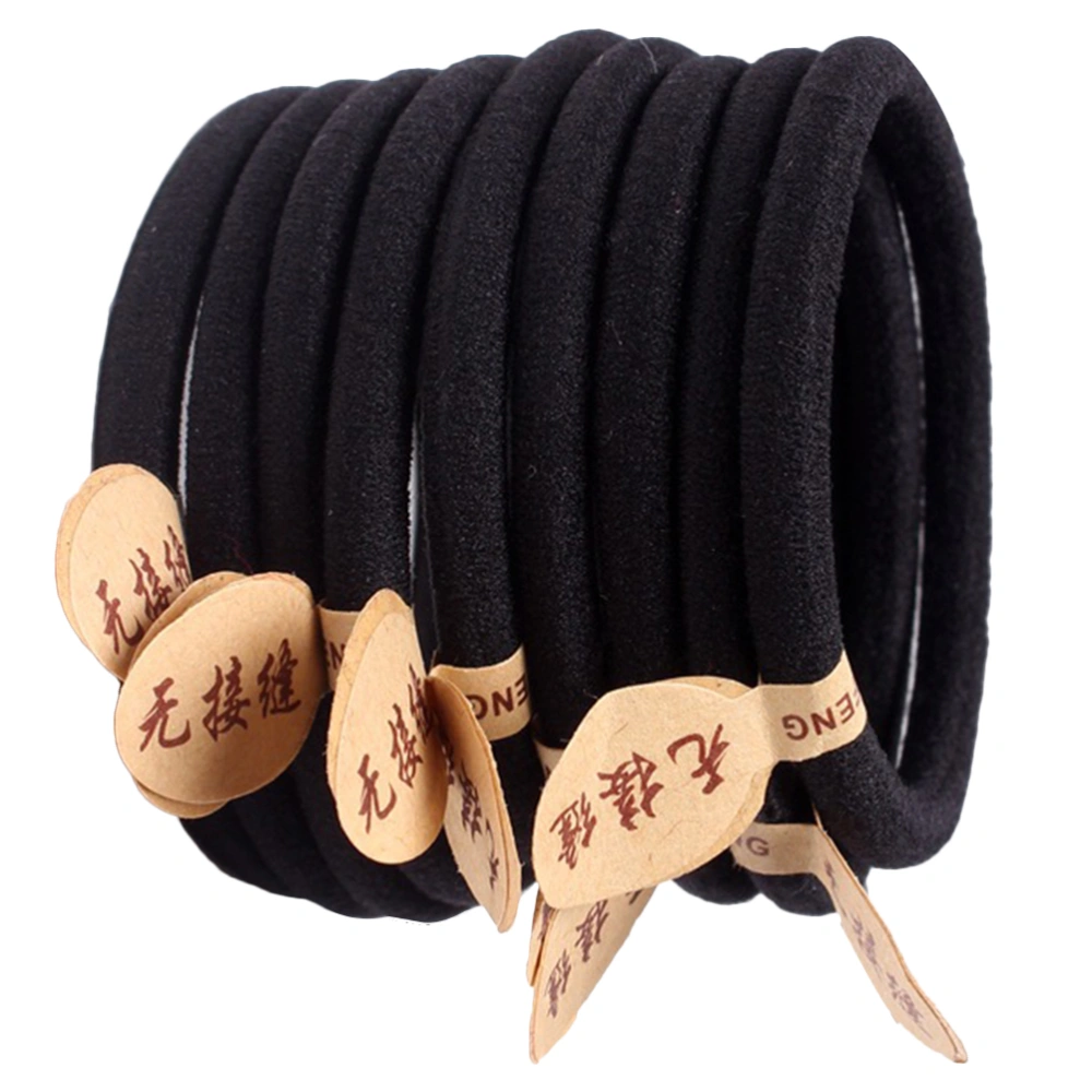 100PCS 6MM Nylon Hair Ropes Simple Binding Hair Cords High Stretchy Hair Ties Seamless Hair Bands for Women Girl Wearing (Black)