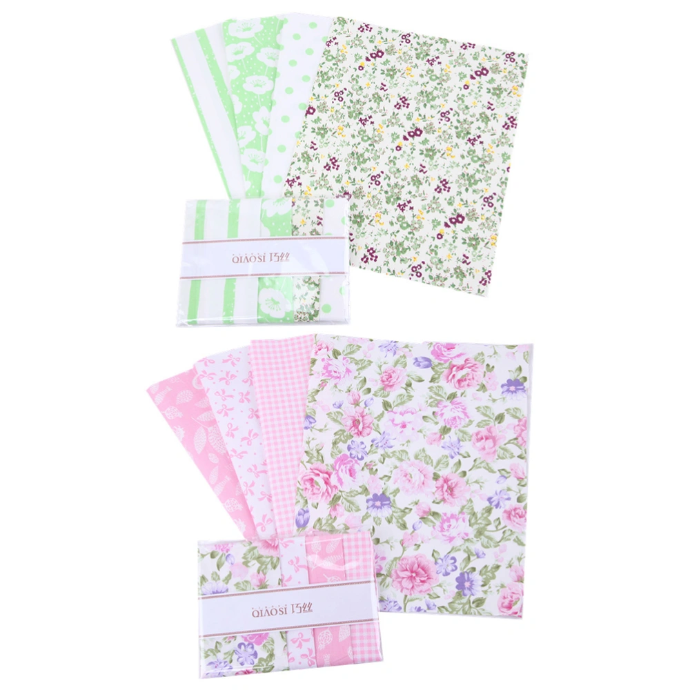 8Pcs Cotton Striped Patchwork Accessory Cloth DIY Cloth Patches Handcraft Cloth (Floral)