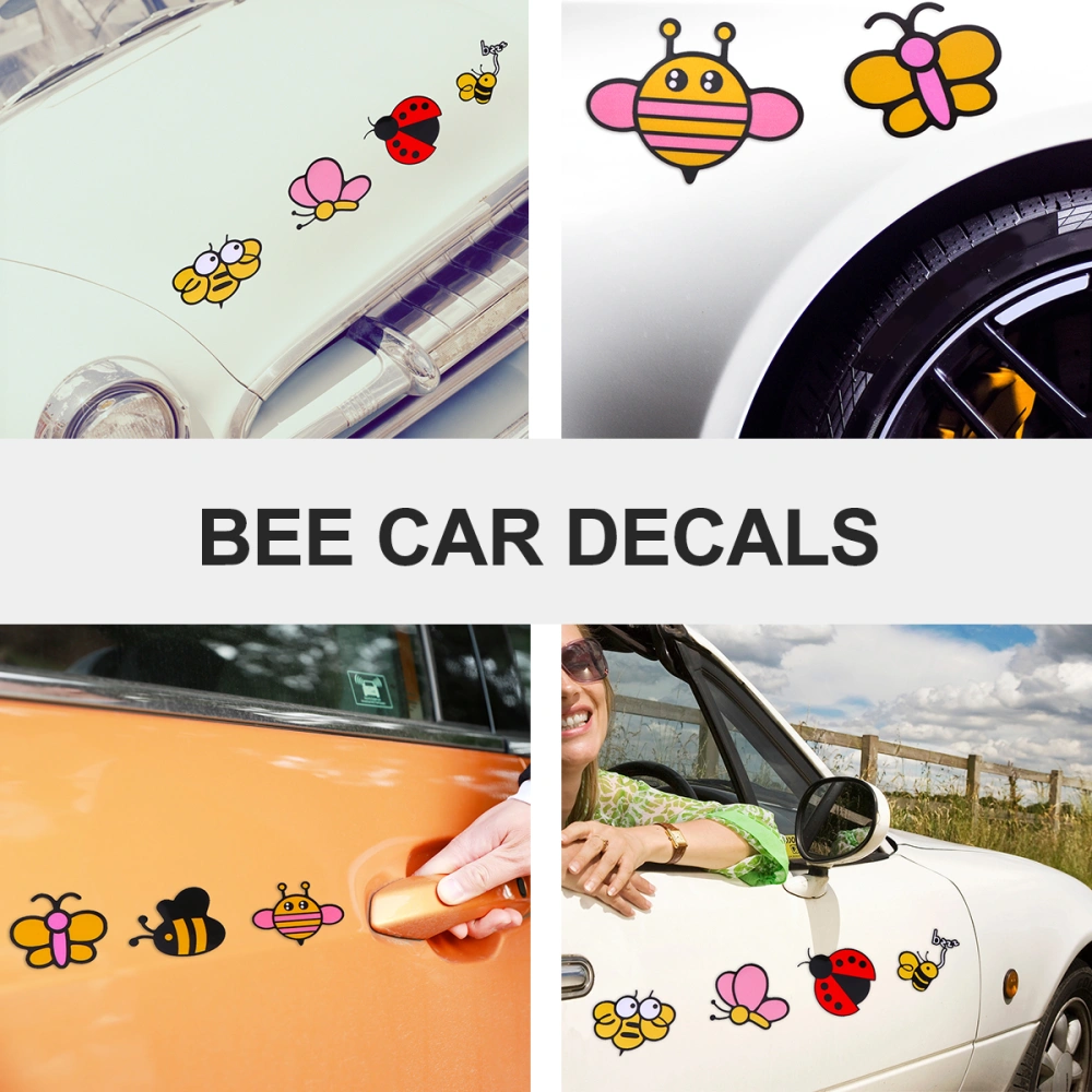 12pcs Cartoon Waterproof Car Stickers Creative Bee Decals for Windows Doors