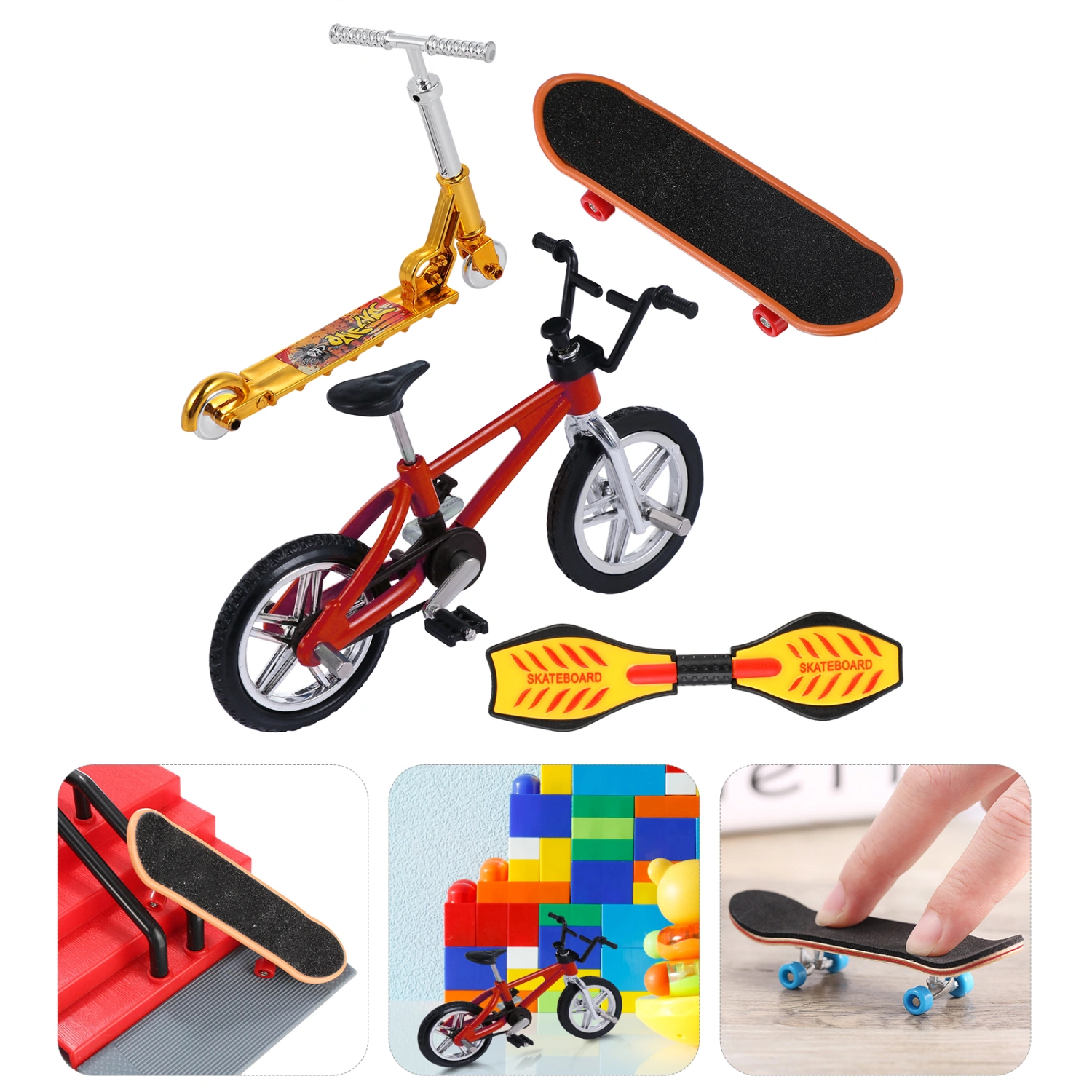 1 Set Mini Finger Toys Finger Skateboard Bike Scooter Finger Sports Gift