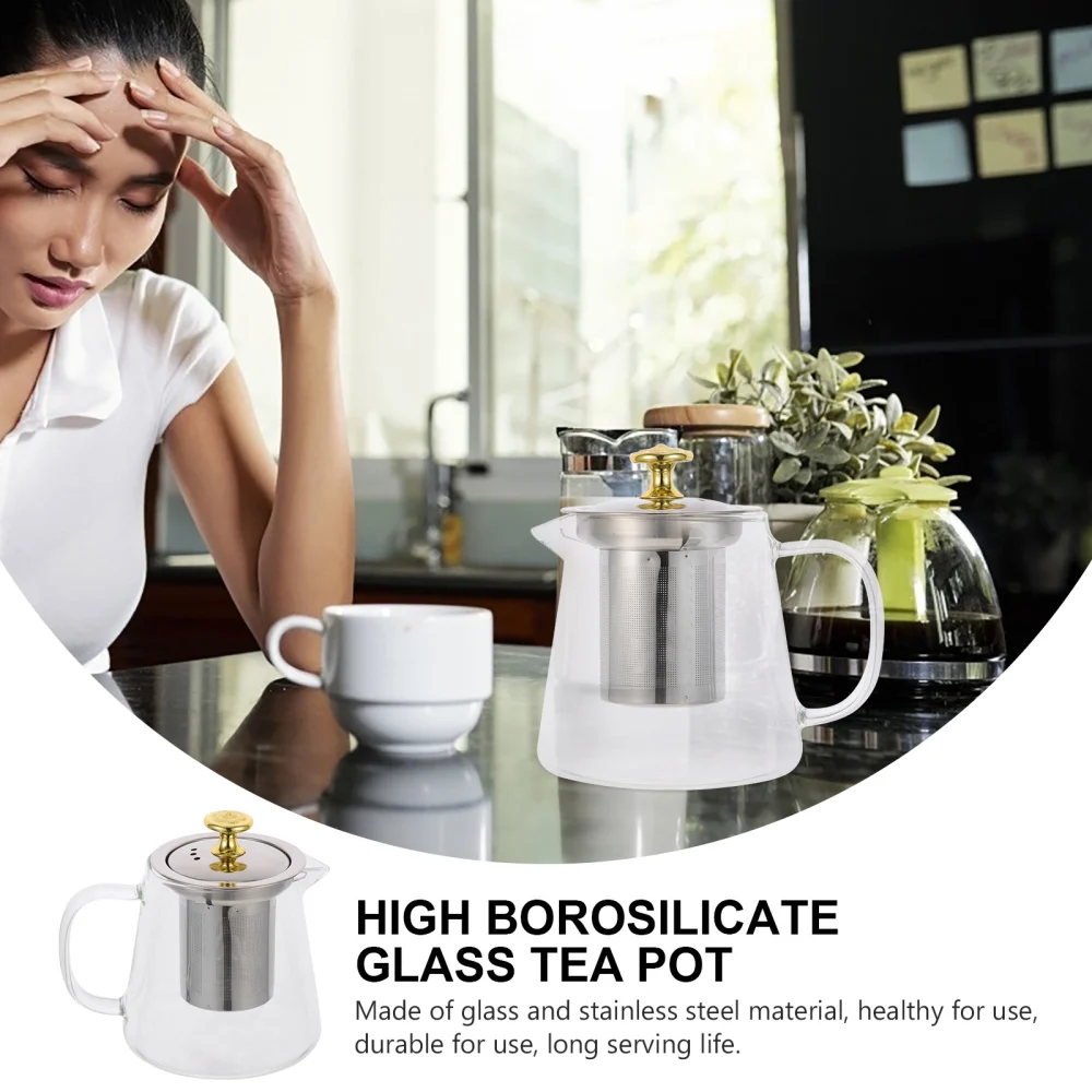 Clear Glass Tea Pot With Spout Glass Tea Kettle Home Heat-resistant Teapot