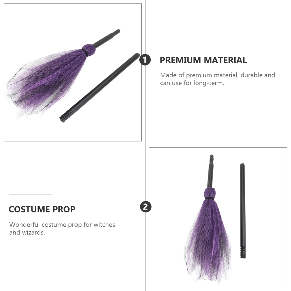 2pcs Halloween Witches Broom Costume Decorative Props Masquerade Show Dress Up Miracle Broom Witch Broom for Feastival Halloween Cosplay Party (Random Color)