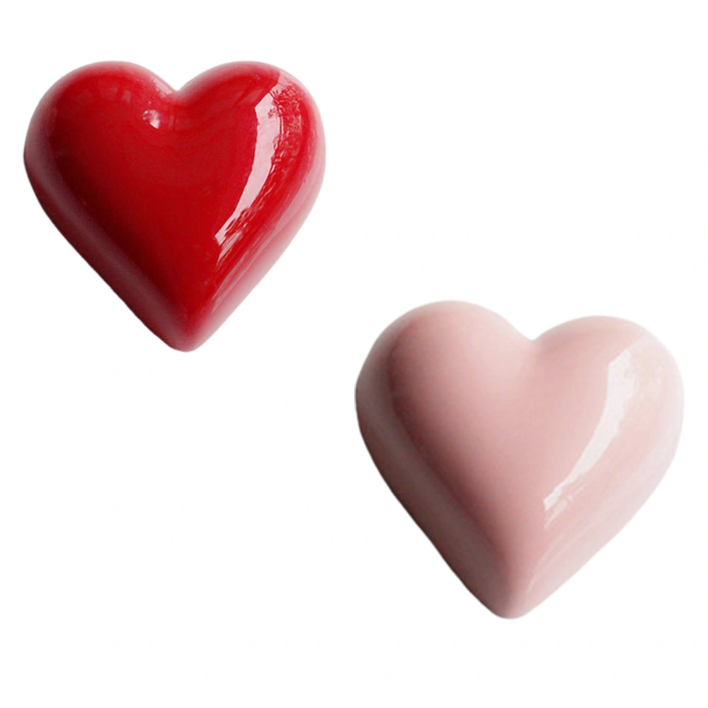 10Pcs Lovely 3-D Heart Magnetic Stickers Resin Fridge Magnets Board Stickers Children Toys(Red and Pink)