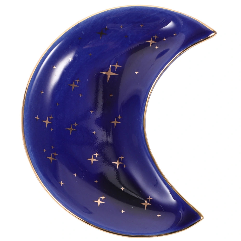 1Pc Moon Shape Designed Dresser Storage Tray for Watch Jewelry Bracelet Ring (Blue)