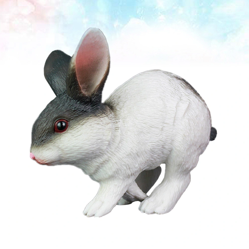 Simulated Plastic Model Rabbit Model Figurine Adornment Ornament Home Animal Decor Home Adornment for Home Landscape (Black and White)