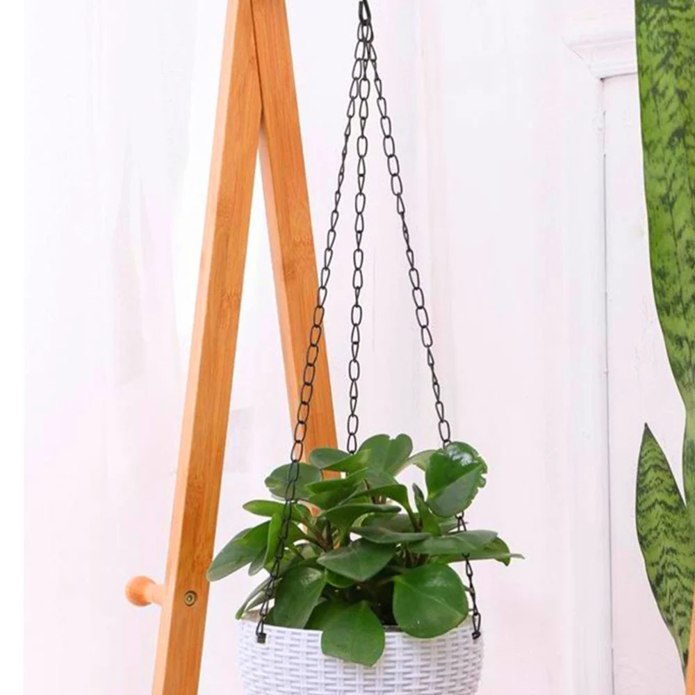 3 Pcs Flower Pot Hanging Chain Plating Iron Hanging Basket Accessories Balcony Courtyard Garden Plant Pot Hanging Hook Supplies (Black)