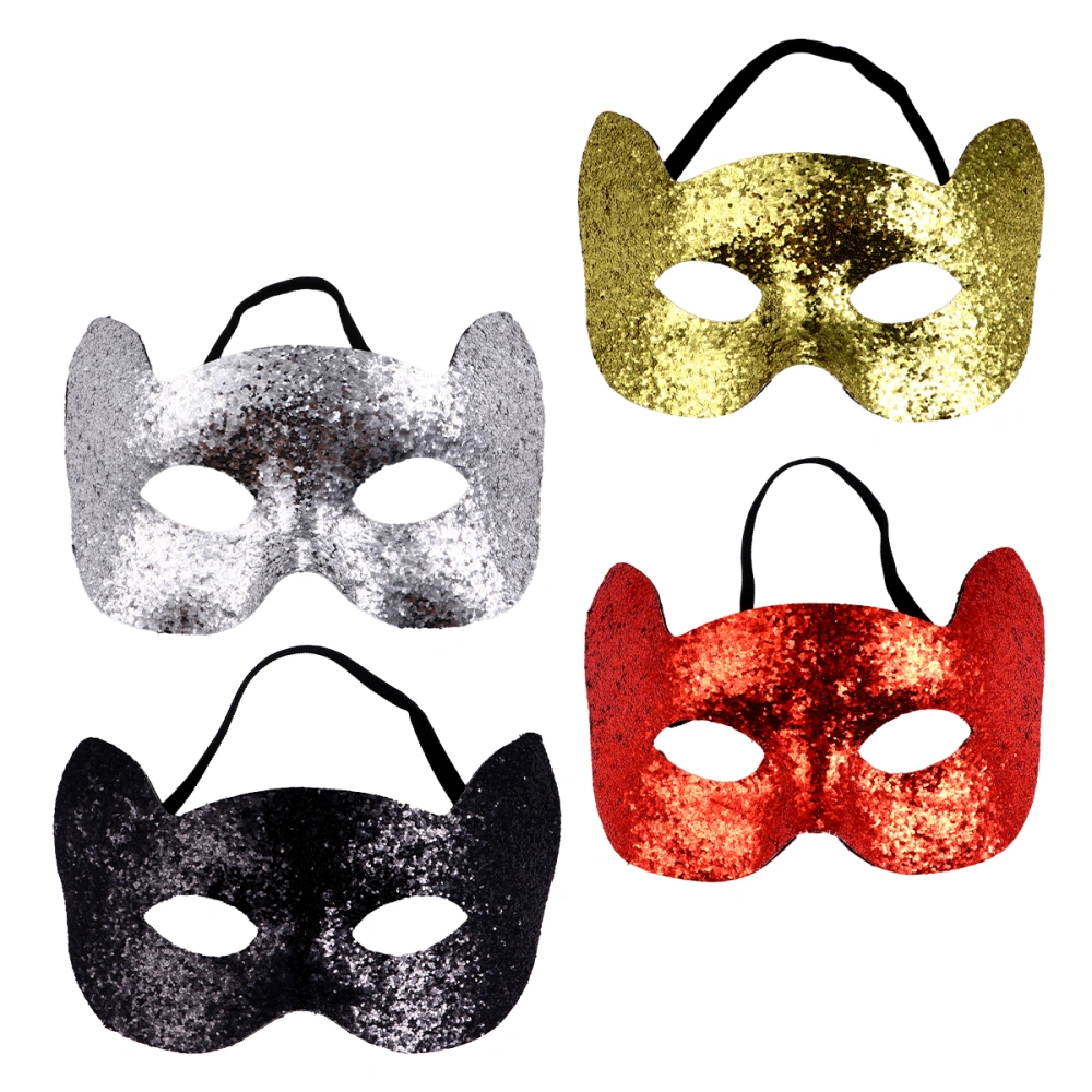 4pcs Chic Kitten Mask Stage Show Mask Party Mask Kids Glitter Masks Cosplay Mask