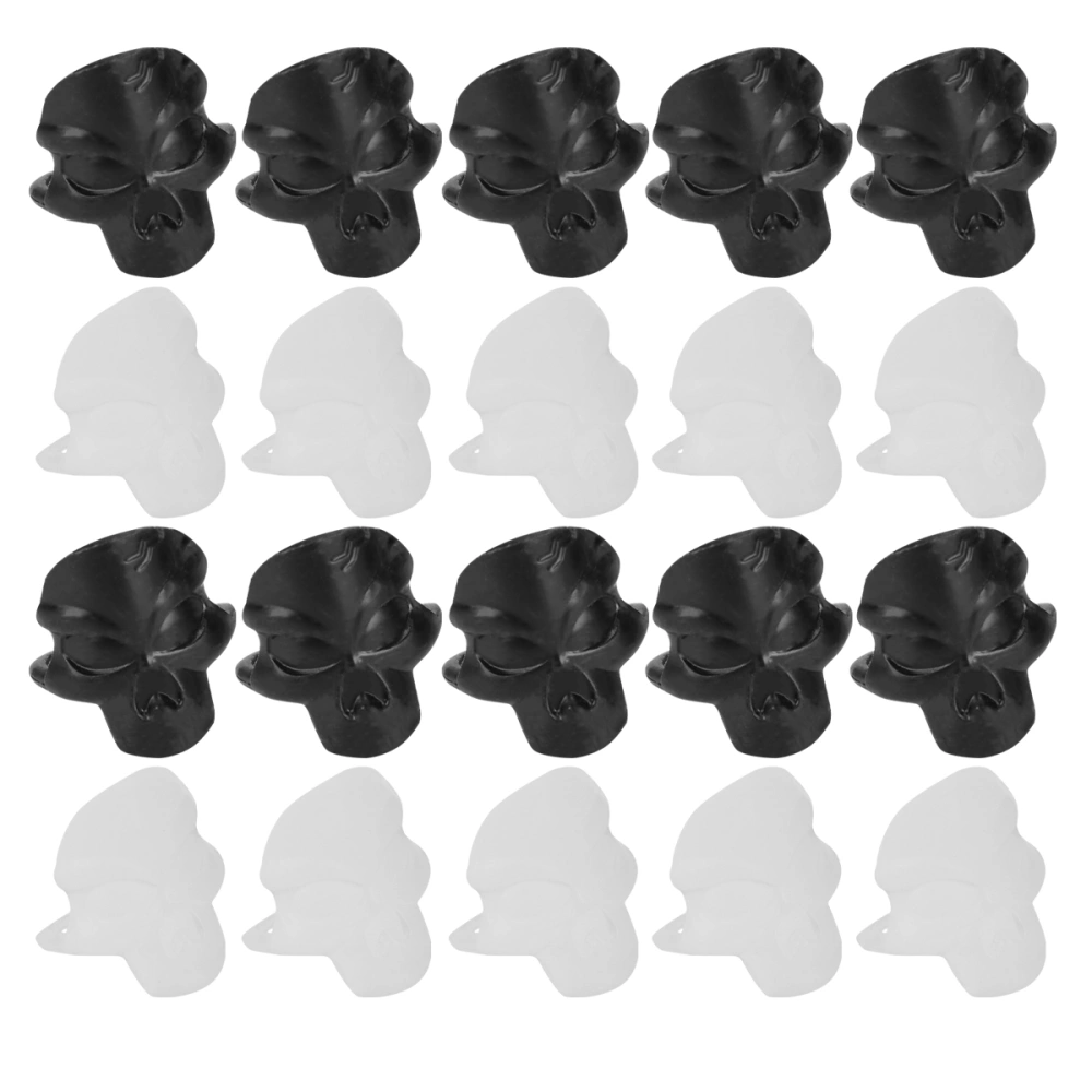 1 Set/50pcs Plastic Halloween Skull Ring Creative Finger Ring Toy (25pcs Each for Black Skull Ring+Luminous Skull Ring)