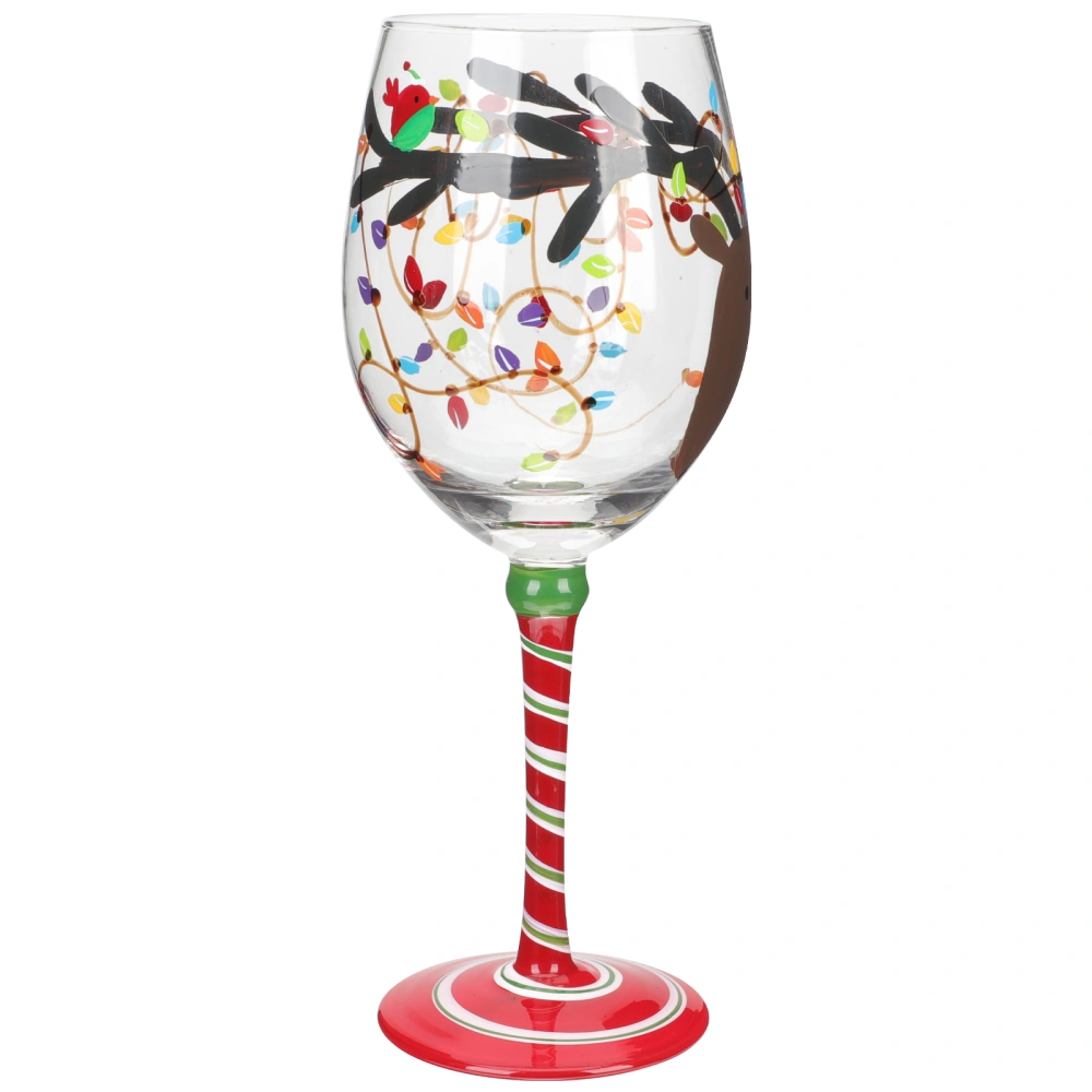 Christmas Themed Glass Cup Decorative Goblet Exquisite Xmas Pattern Cup Wine Glass