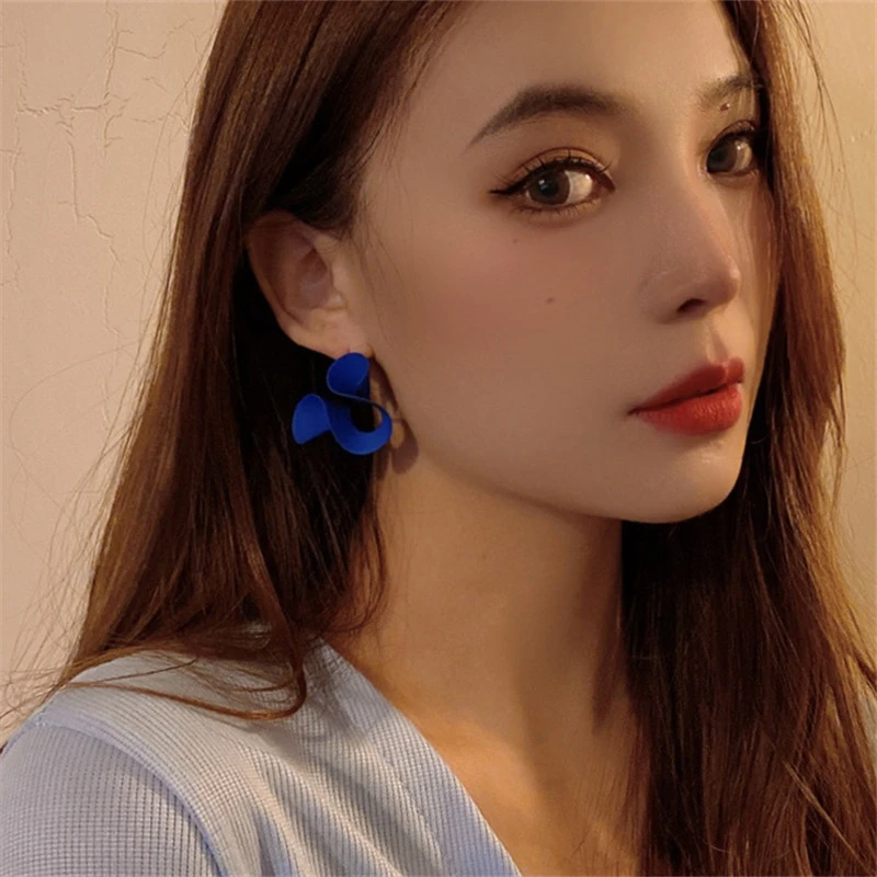 S925 Silver Post Klein Blue Earrings