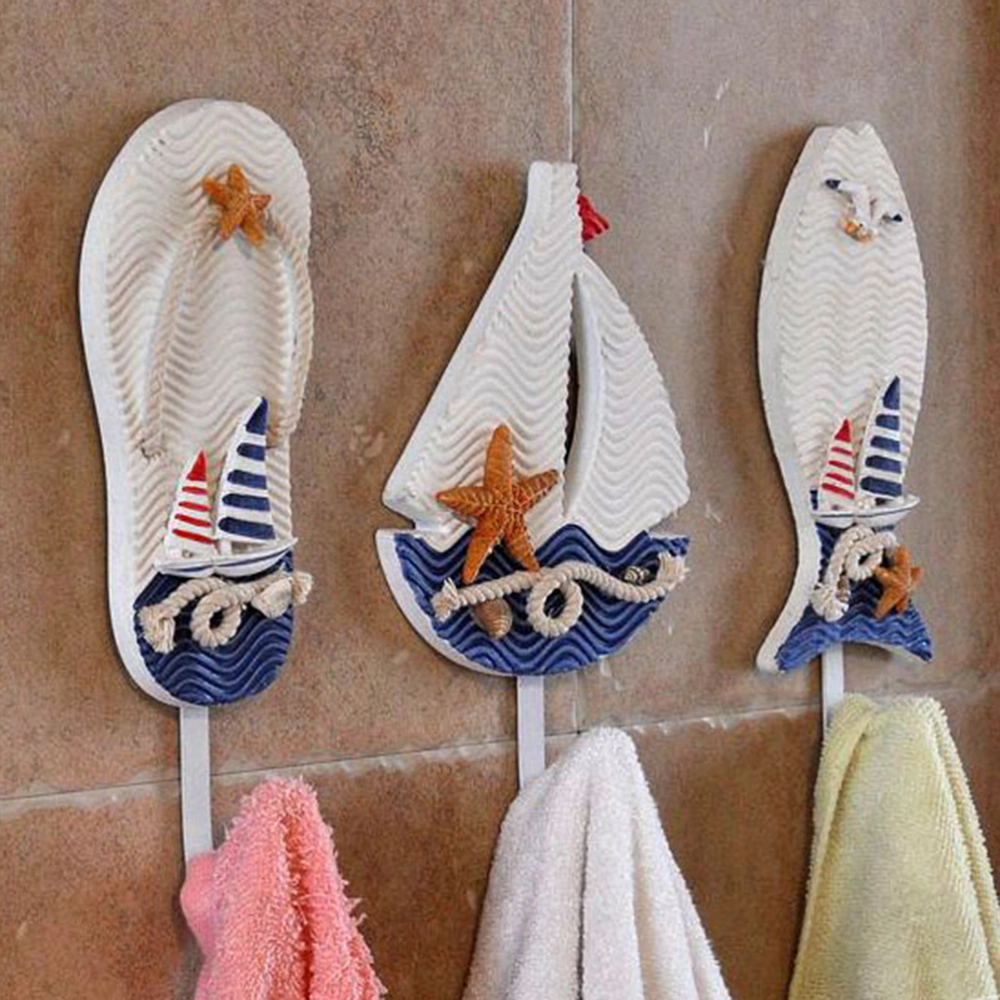 Mediterranean Style Hooks Fish Shape Clothes Hats Hanging Hooks for Home Office (Fish)